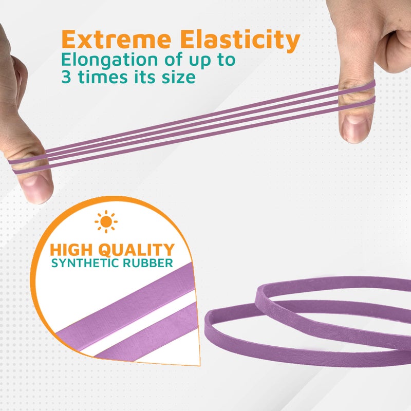 PlasticMill Argyle Purple Rubber Bands Size 33 (3 1/2" x 1/8") - #33 Colored Rubber Bands Office Supplies - Strong, Elastic Bands for Crafts, Balloon Garland, Cash, File Folders (100-Pack) - Image 3